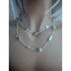 Brighton CONTEMPO Ovals Circles Silver Long Necklace 38-40” Stunning With B. Bag